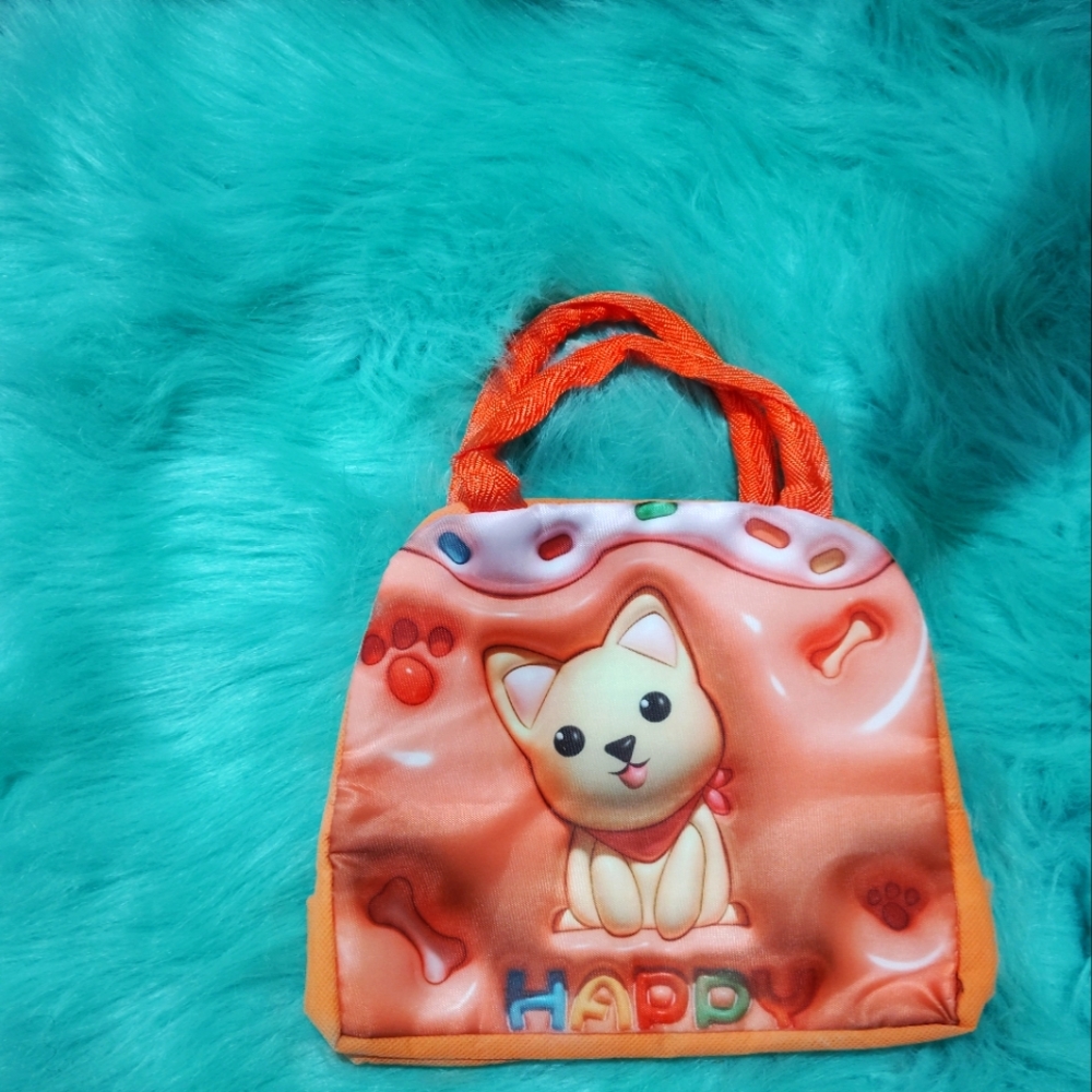 Orange Dog Print Lunch Bag